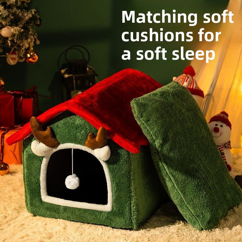 Enclosed horned pet nest bed, main product photo