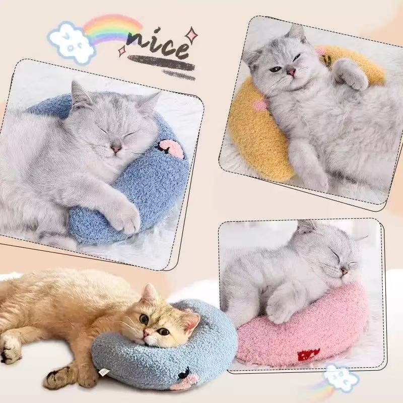Soft U-shaped cotton linen pet pillow, product image 2