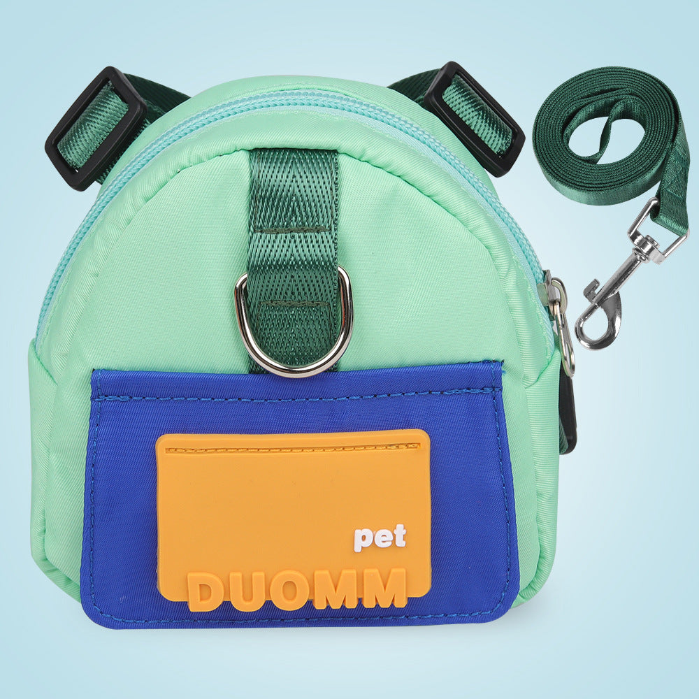 Cartoon dog backpack harness with lead in orange, view 8