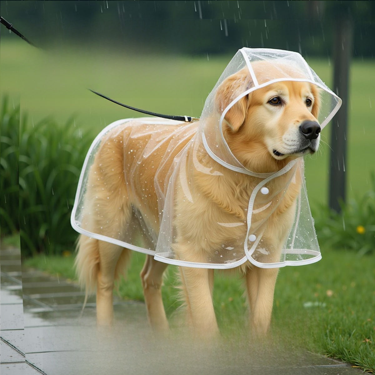 Clear dog rain poncho with coloured edging, available in 7 colours, image 11