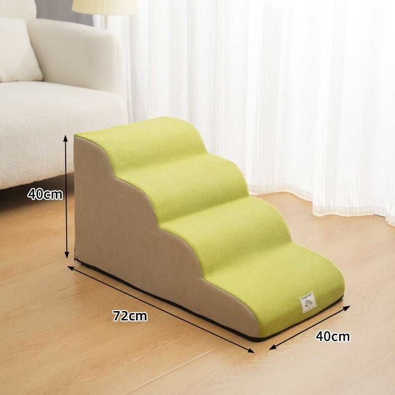 Sky blue three-step dog stairs with removable cover