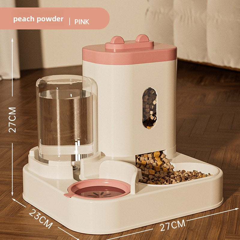 Automatic Pet Food and Water Dispenser with Gravity Feed, 2.3L Food and 1L Water Tank