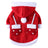 Coral fleece four-leg dog jumpsuit with holiday print in Blue Snowman, showing size and shape