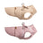 Water-resistant padded dog winter jacket in Smoke Pink, showing size and shape