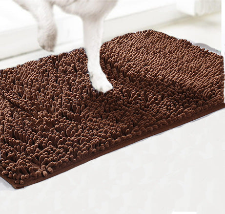 Absorbent chenille pet mat with non-slip base in grey, photo 8