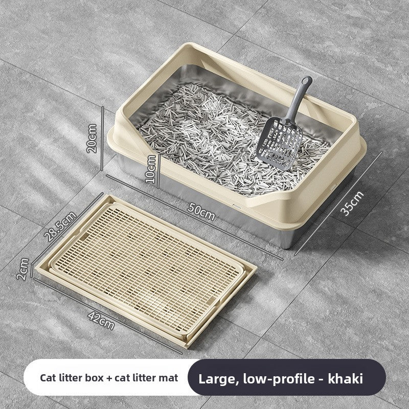 Extra Large Stainless Steel Cat Litter Box with Anti-Splash Cover