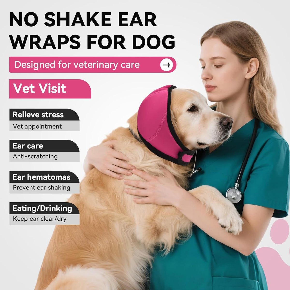 Striped soft stretch dog ear muffs snood in red, view 1