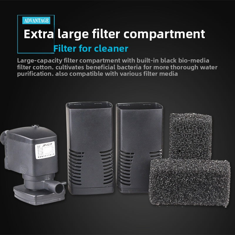 Submersible aquarium filter pump with aeration for fish tanks, view 2