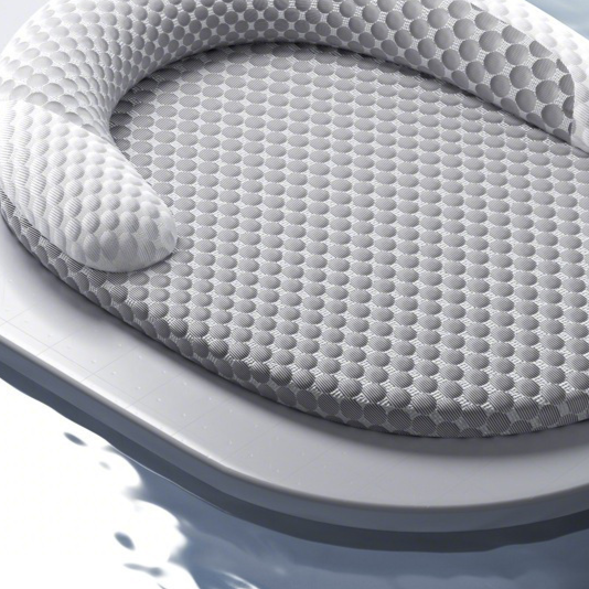 Pet cooling gel mat and sleeping pad on a floor, view 2