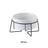 Raised glazed ceramic pet bowl on a stand in pastel yellow, view 32