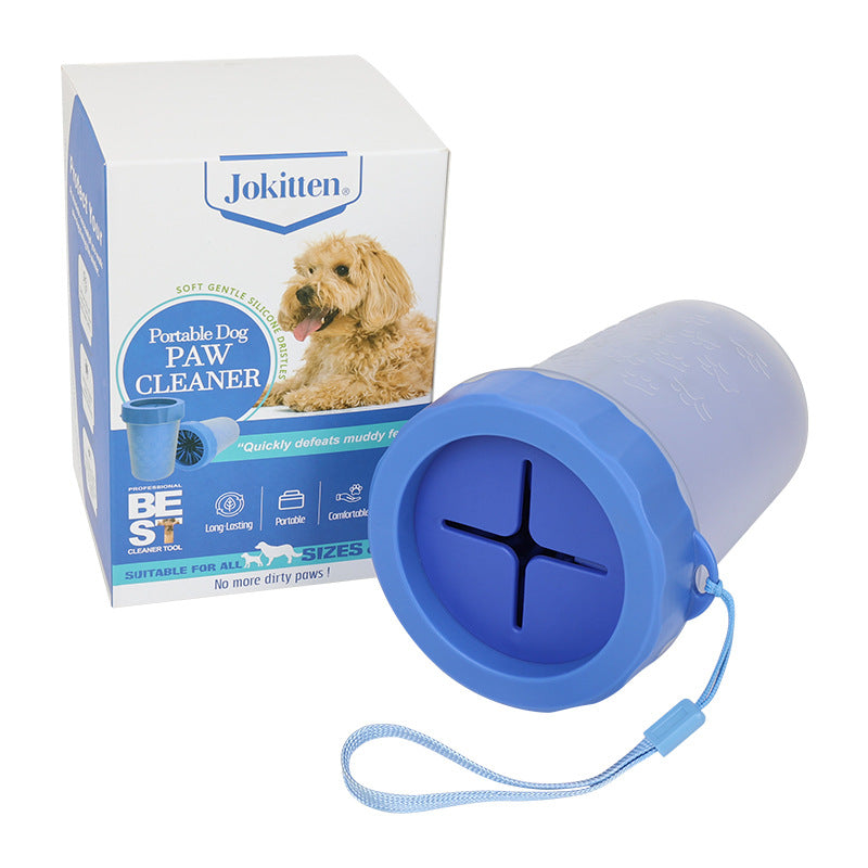 Deep Dog Paw Cleaner Cup with Soft Bristles, Towel Option