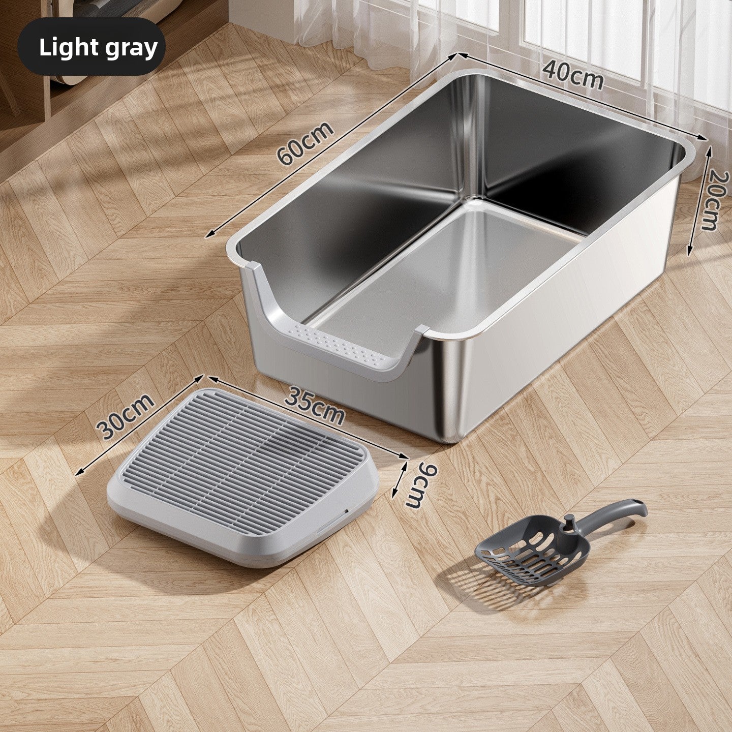 Stainless Steel Cat Litter Box, Front or Side Opening Anti-Splash