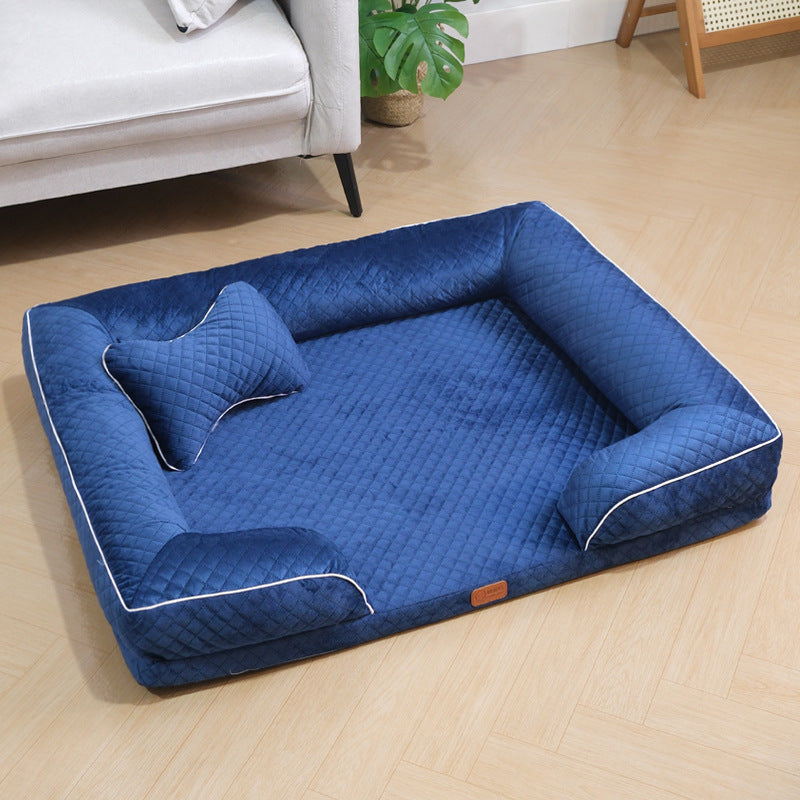 Plaid pet bed mat with pillow, detail photo 20