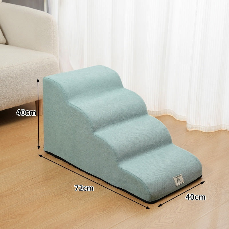 Washable anti-slip foam pet stairs in khaki fabric