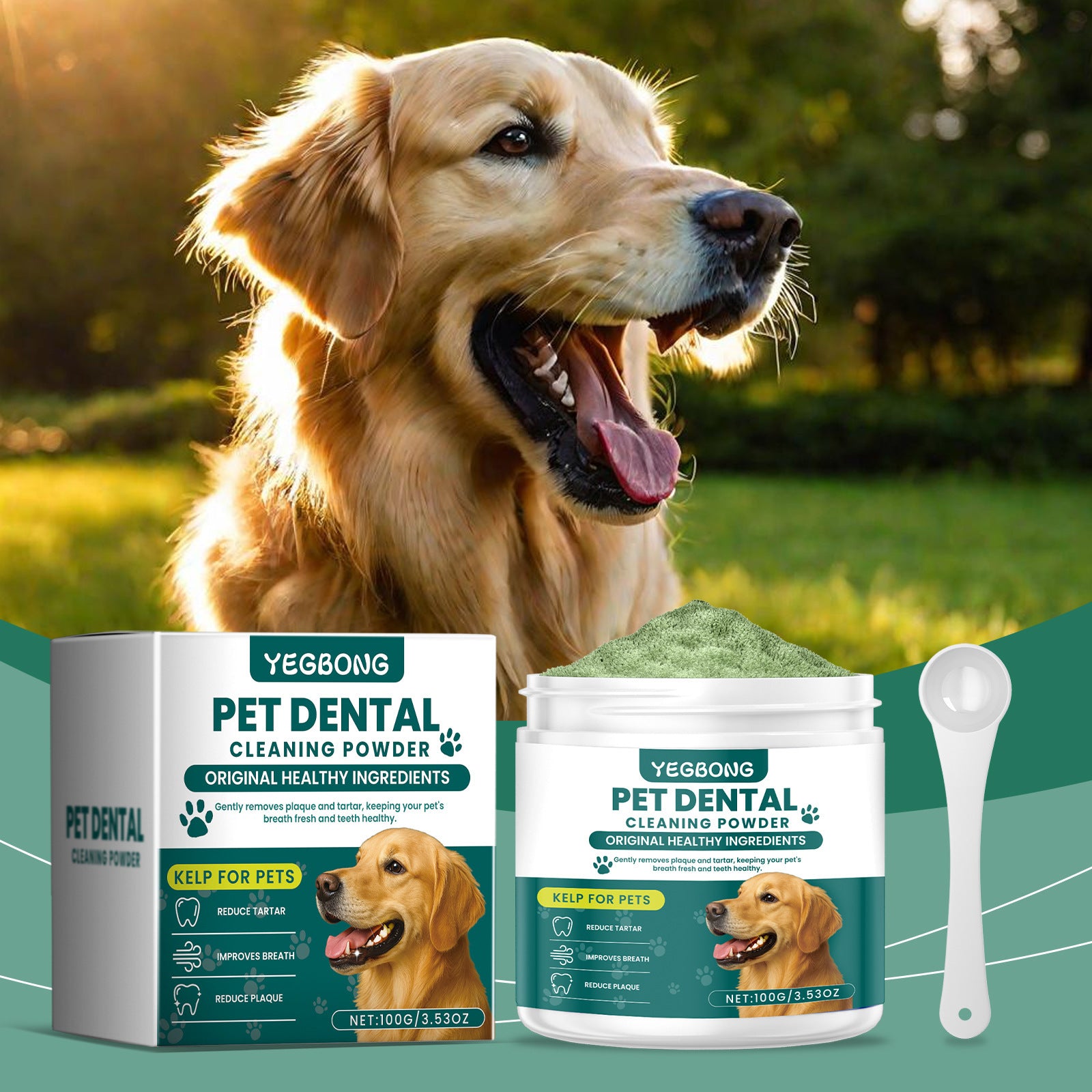 Dog Dental Cleaning Powder for Fresh Breath and Plaque Care