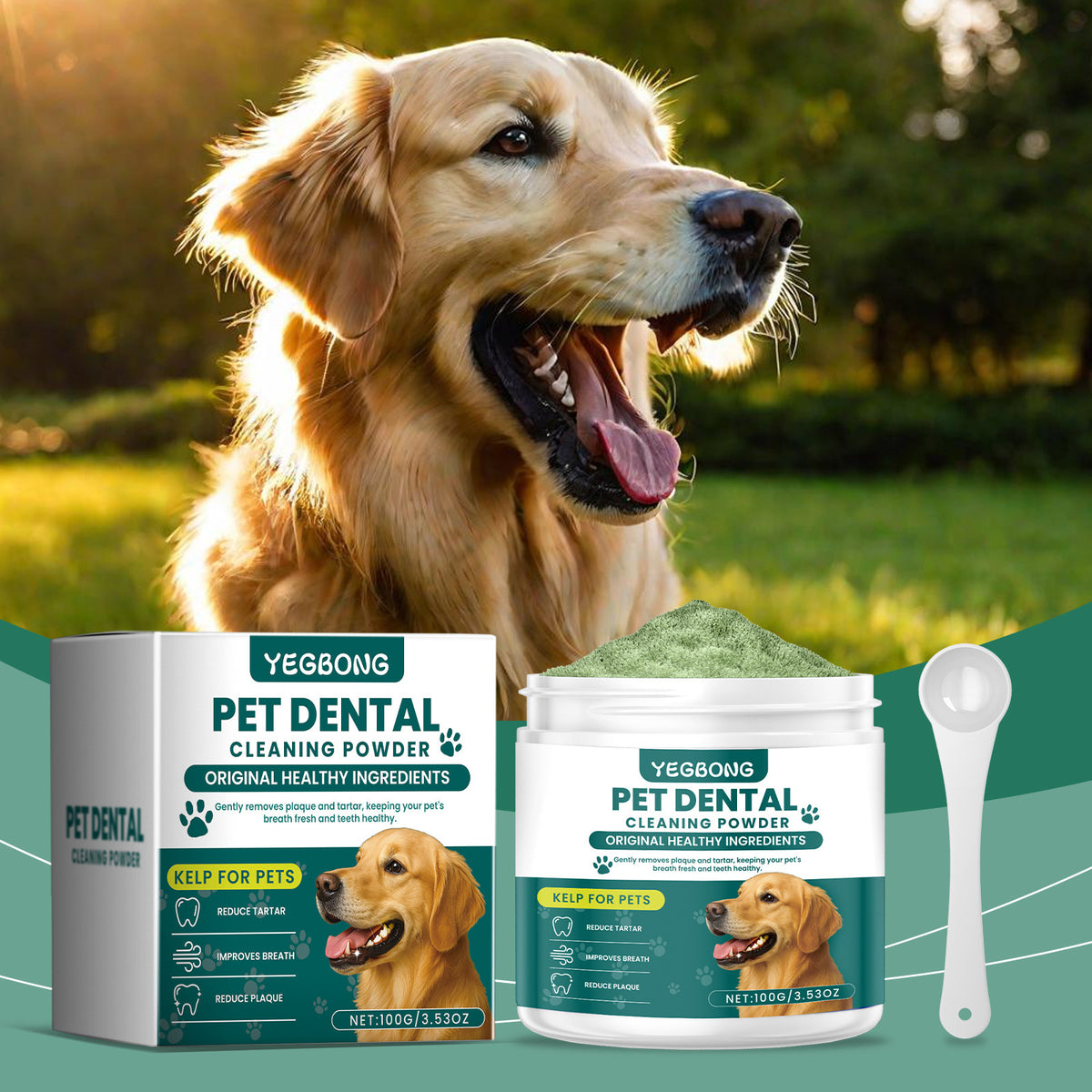 Dog Dental Cleaning Powder for Fresh Breath and Plaque Care