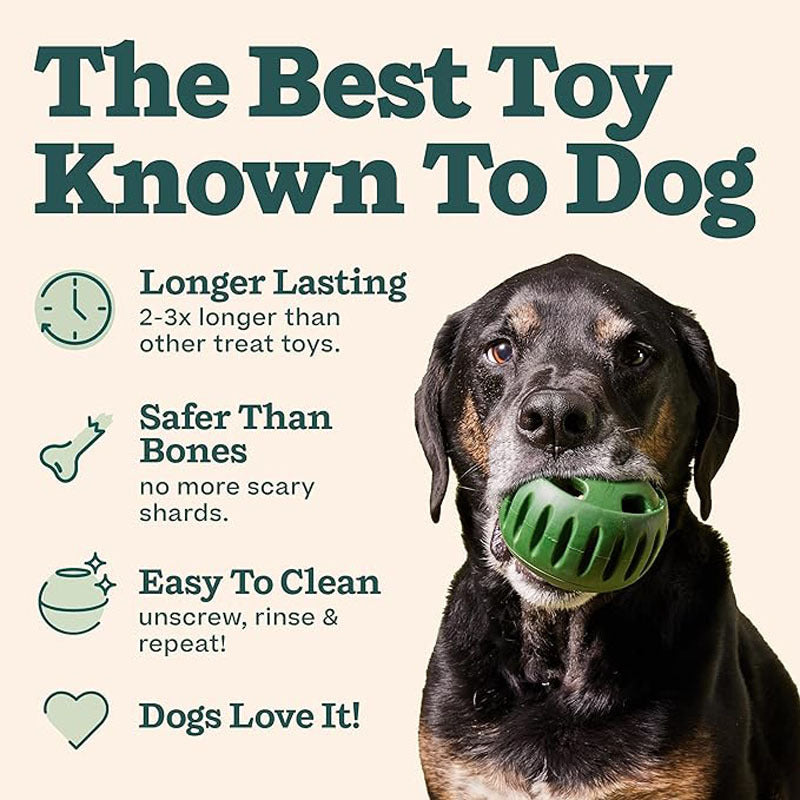 Dog chewing a soft silicone slow feeding treat ball - photo 2