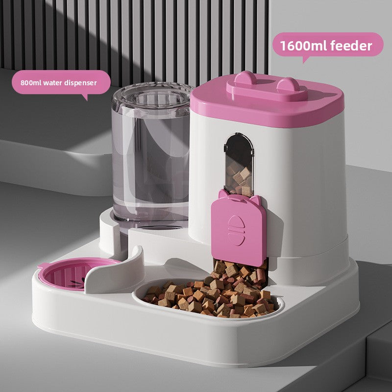 Automatic Cat Feeder and Water Dispenser with Sliding Cover and Controlled Portion Release