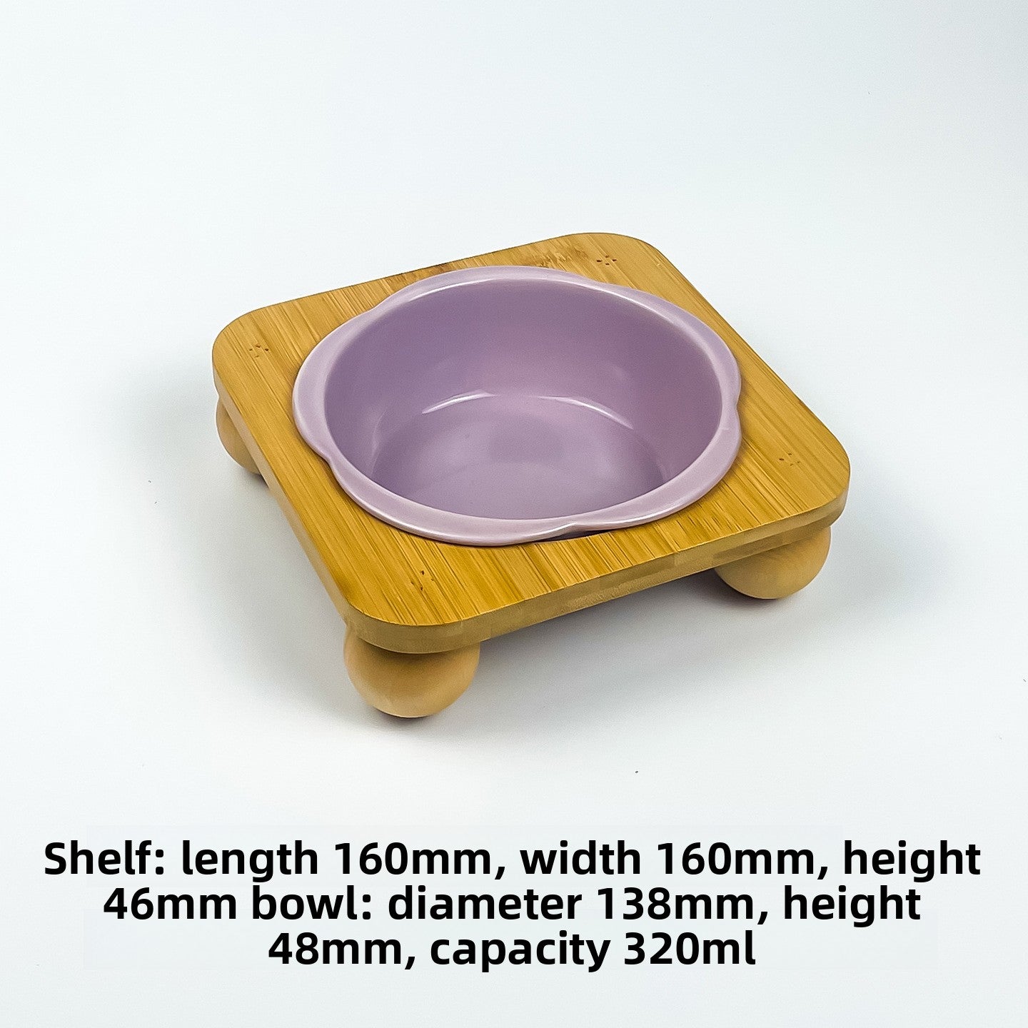 Slanted Ceramic Cat Bowl with Flower Design and Optional Stand for Neck Comfort
