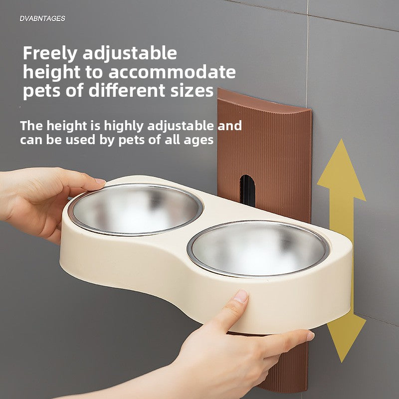 Adjustable Height Ceramic Pet Food Bowl for Cats and Dogs in Blue and Pink, Brown or Grey