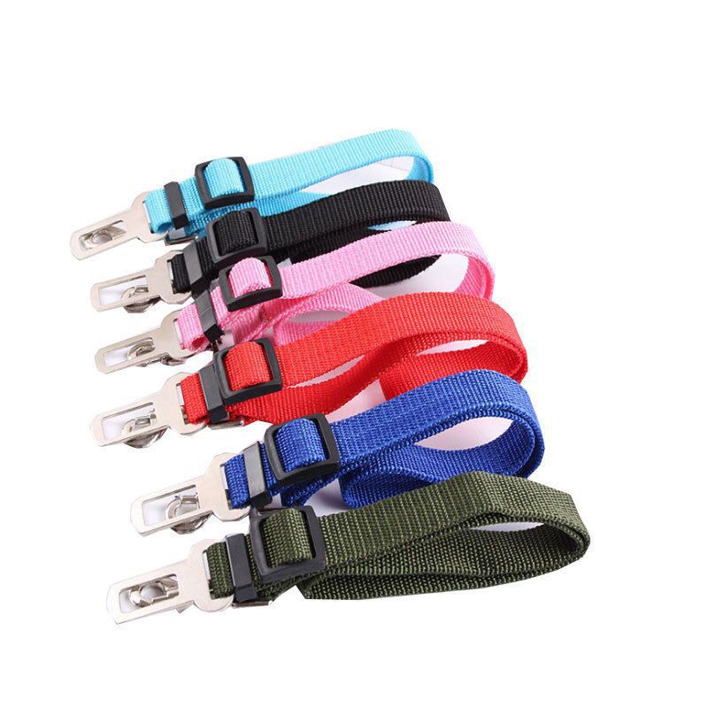 Nylon dog car seat belt lead with swivel clip in 13 colour options