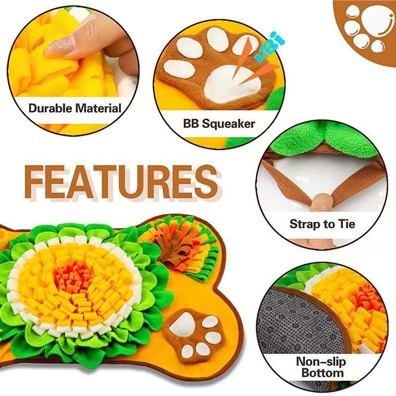 Fleece bone shaped snuffle mat for dogs, detail photo 3