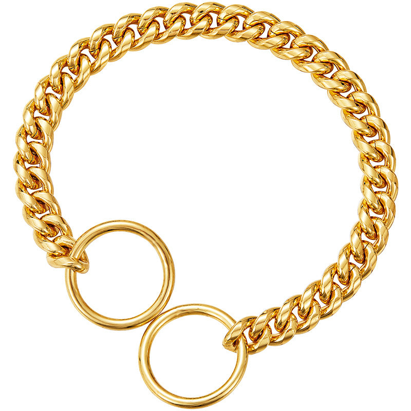 Cuban link stainless steel chain dog collar, 9 sizes available