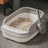 Semi-Enclosed Cat Litter Box with High Walls and Easy Access
