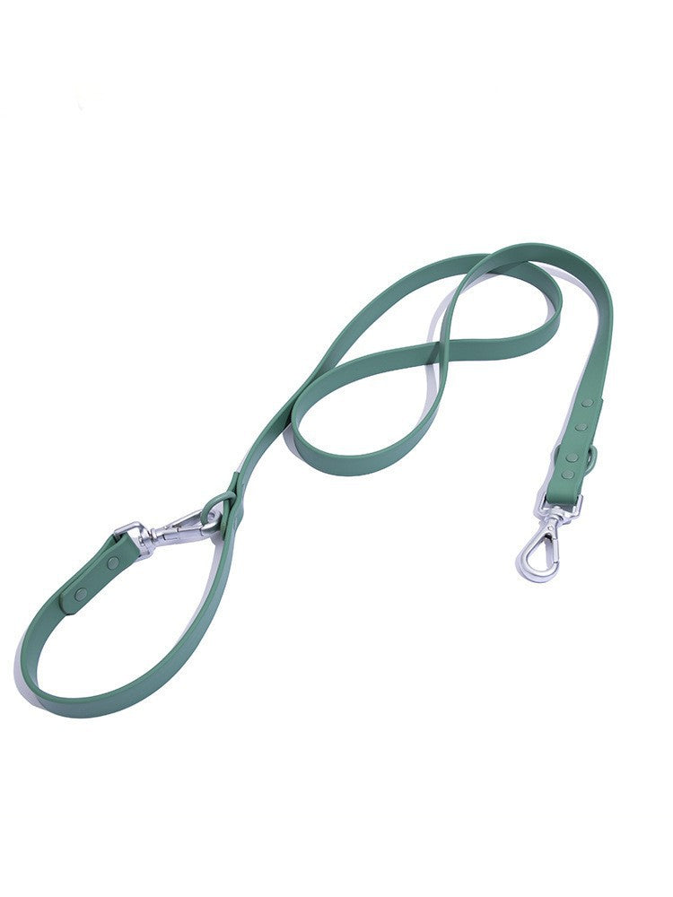 Wipe clean PVC dog collar and lead set shown in several colour options