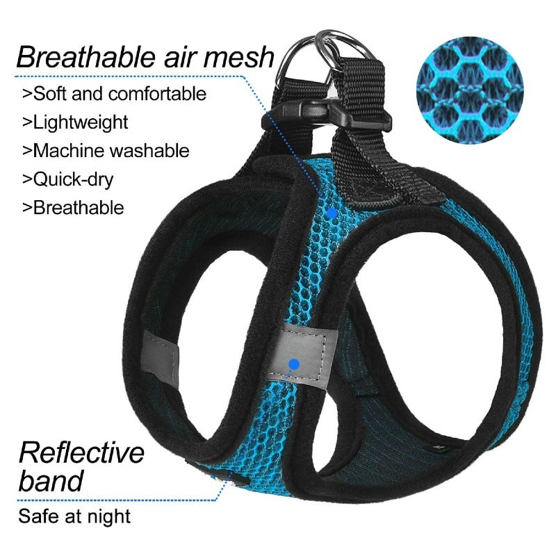 Lightweight nylon dog harnesses in black and pink