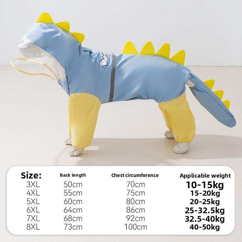 Waterproof shark raincoat for large dogs, in Grey Shark, sizes 3XL to 8XL, image 12
