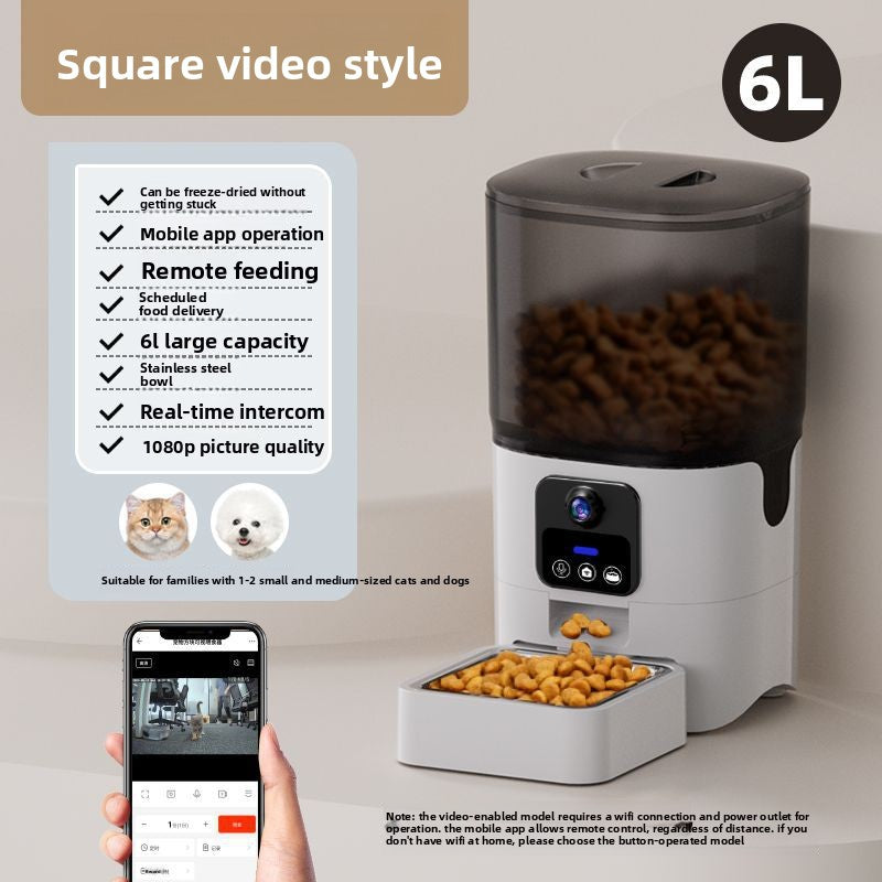 Automatic Pet Feeder with WiFi and Optional 1080P Video in 3L, 6L and 7L Models