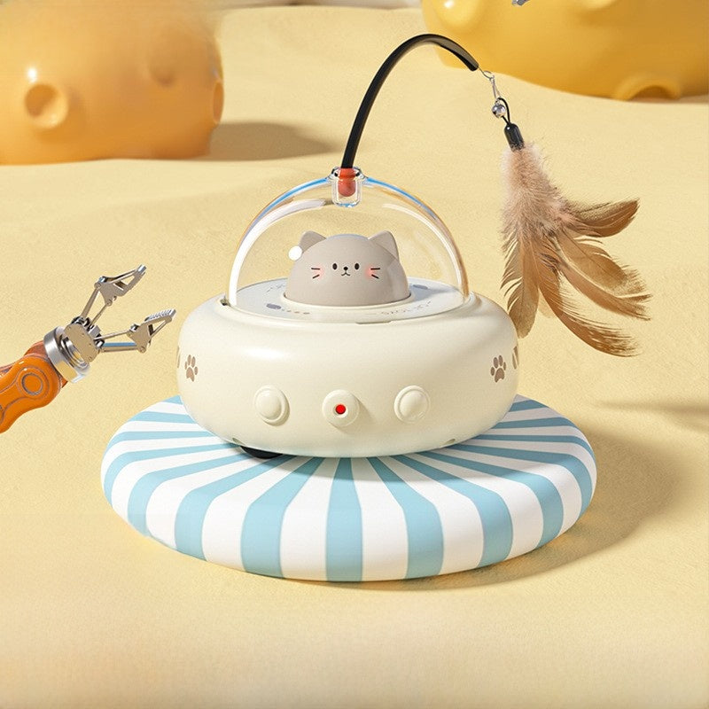 Automatic interactive cat toy with feather attachment, photo 1 of 7