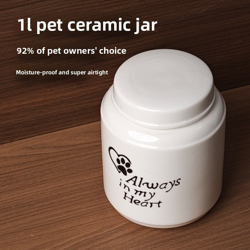 Ceramic Pet Memorial Urn with Sealed Lid and Paw Print Design for Pets 12-20kg