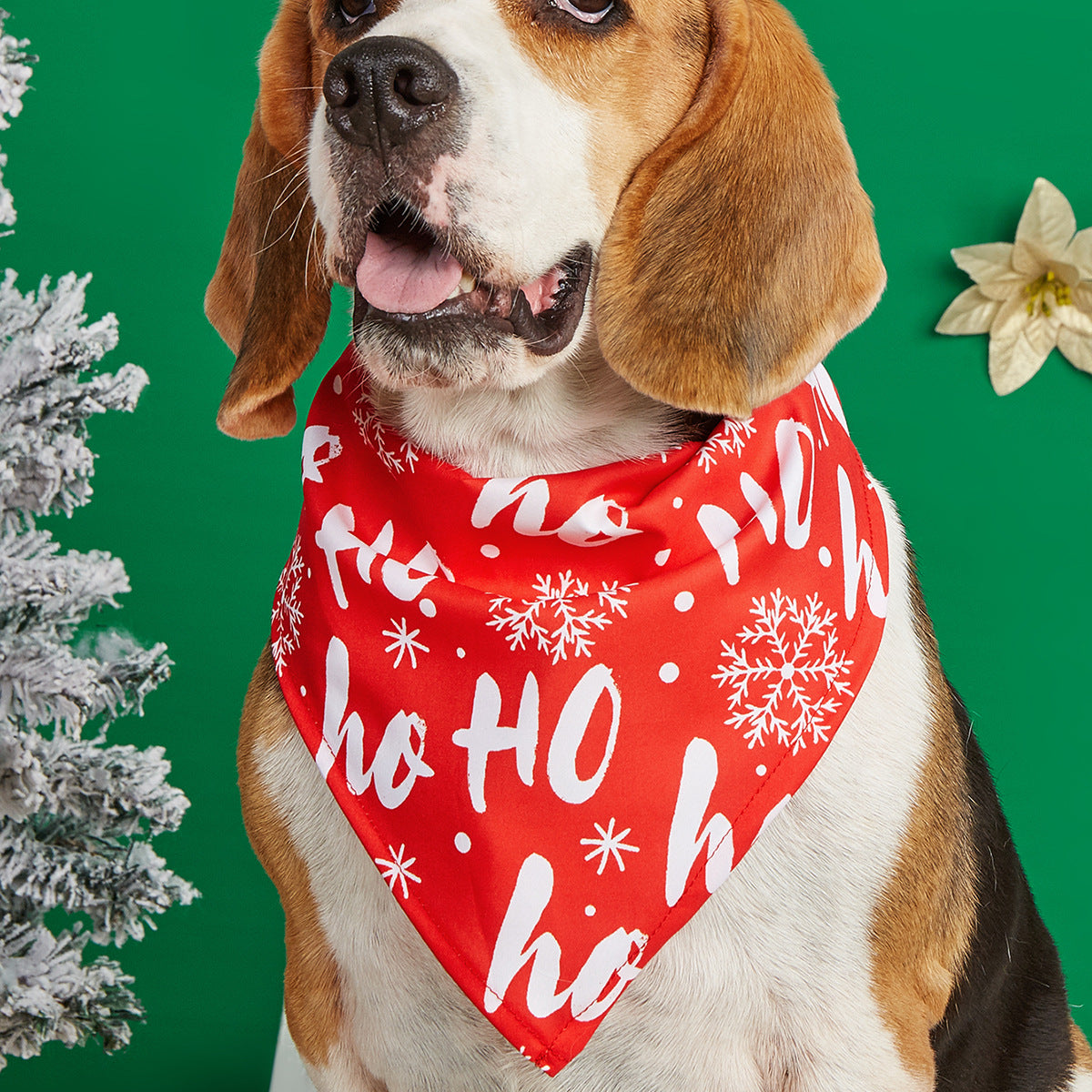 Cartoon print pet bandana for dogs and cats in Design 12, in a home setting