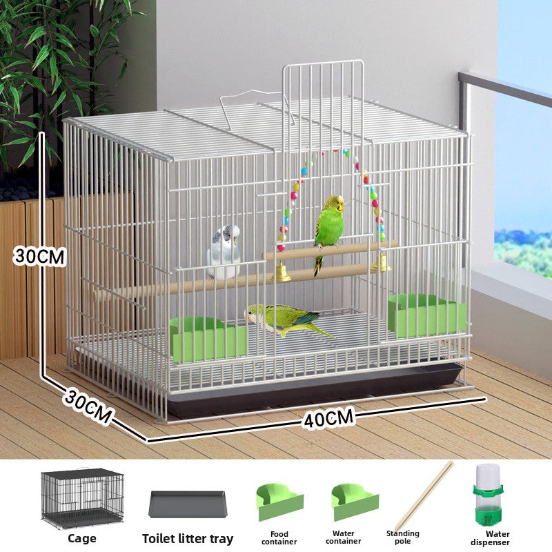 Iron bird cage for budgies and cockatiels in black or white, view 16