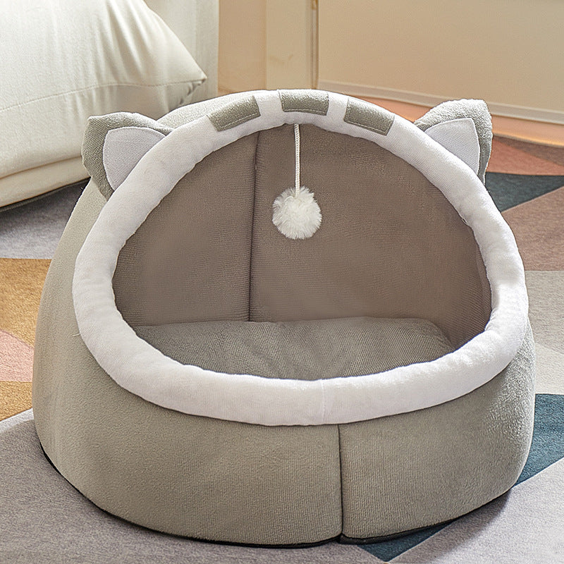 Deep semi-enclosed scratch-resistant cat bed, size Large 48 x 45 x 33cm