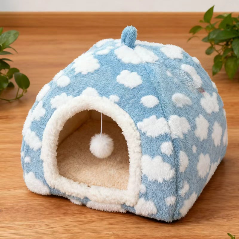 Enclosed triangle cat nest bed with cosy entrance opening, photo 8