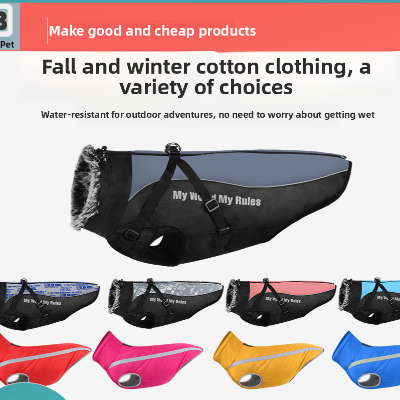 Warm reflective raincoat for large dogs, available in 9 colours, image 1