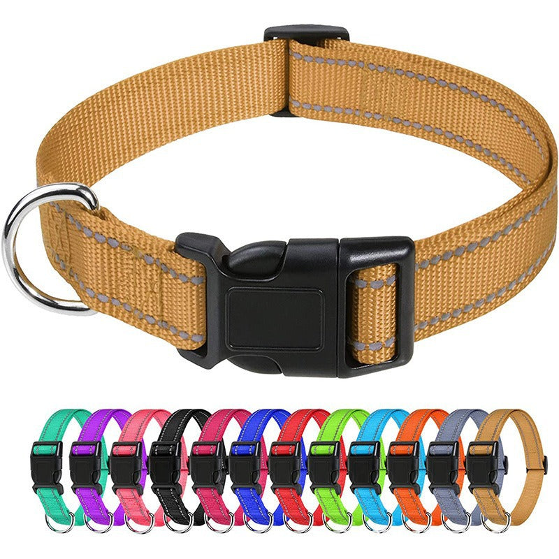 Reflective nylon dog collar, 5 sizes available from Pet Royale UK