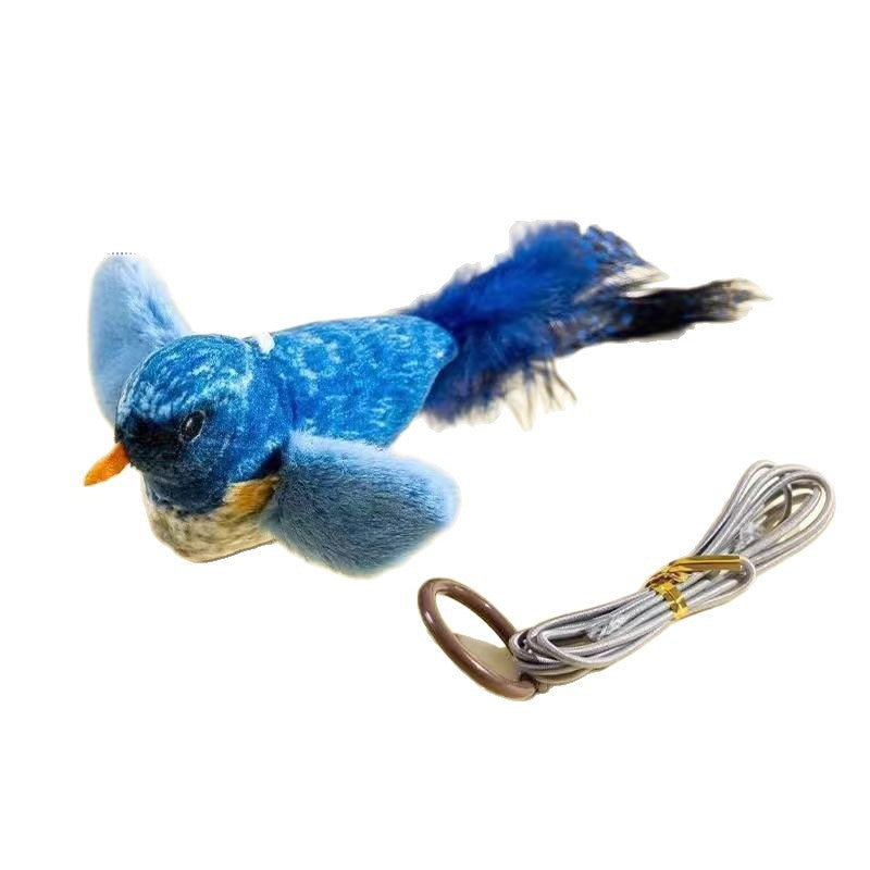Plush bird cat toy in green - view 3