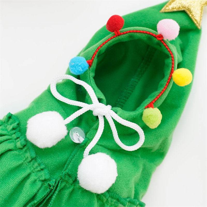 Christmas tree pattern pet cloaks in green and red