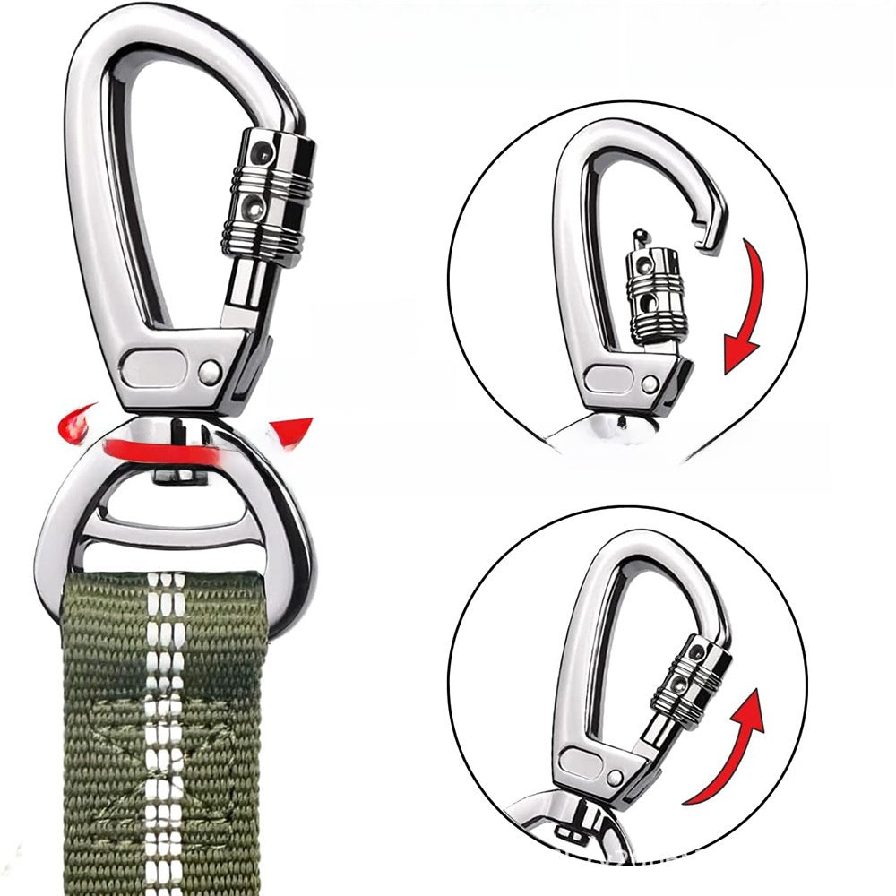 Elastic bungee dog lead with padded handle and car clip in 7 colour options