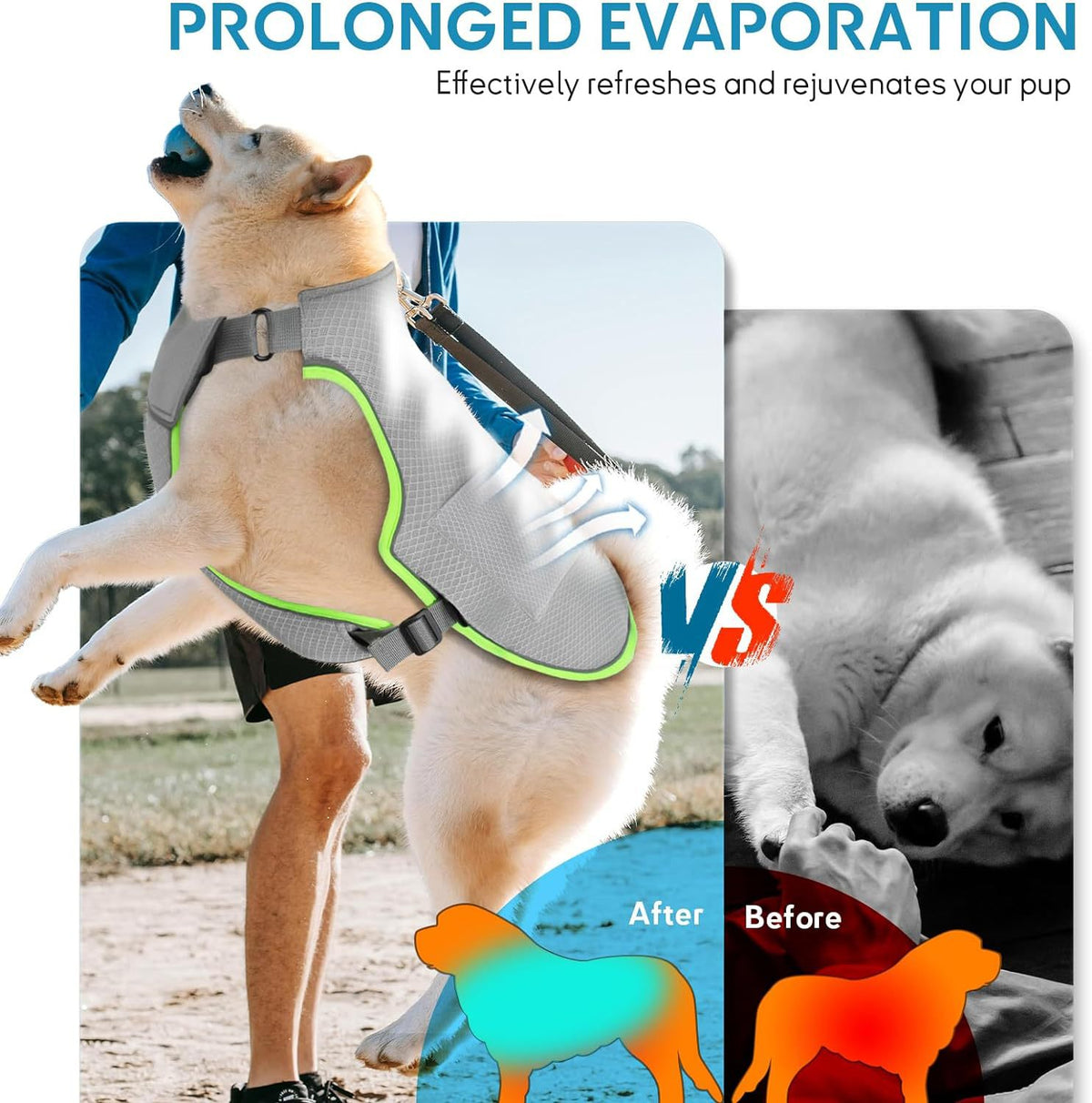 Silver grey dog cooling vest with ice pack pockets, product image 3