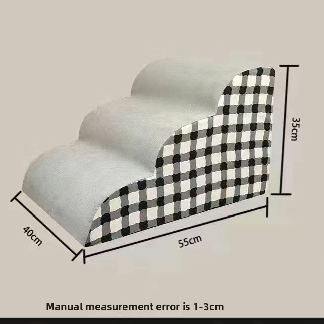 Bedside foam pet stairs with plaid cover, photo 3 of 11