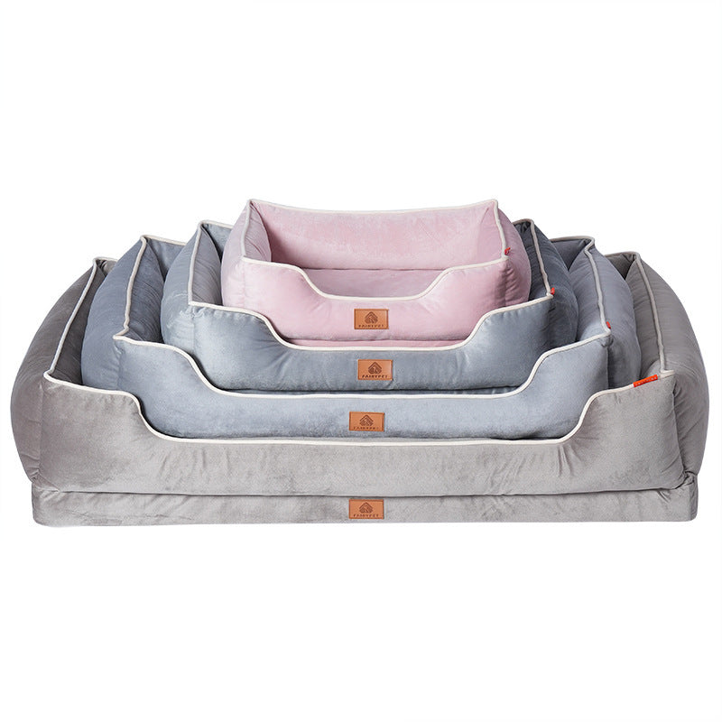 Doghouse Style Pet Sofa with Sponge Cushion, Removable Base
