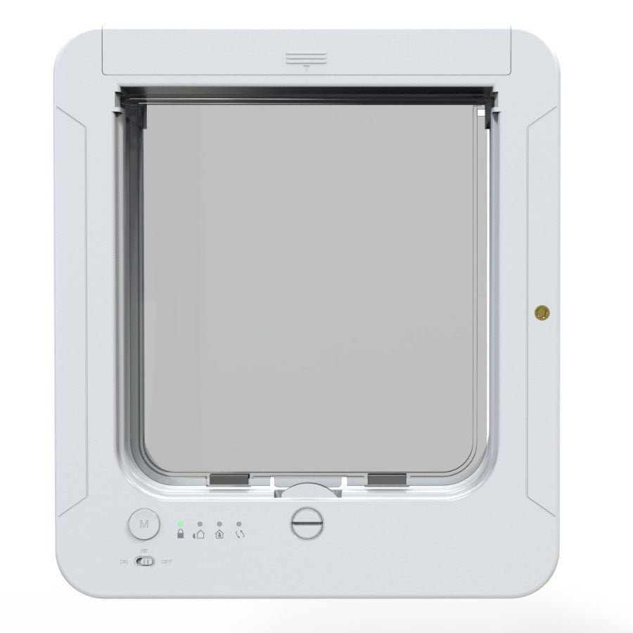 White sensor cat flap with tag keys and collars for selective entry, photo 3