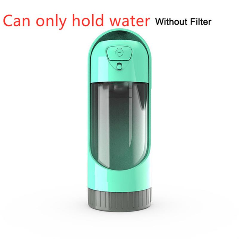 Portable Dog Water Bottle, 300ml Travel Bottle with Built-In Bowl and Filter Options