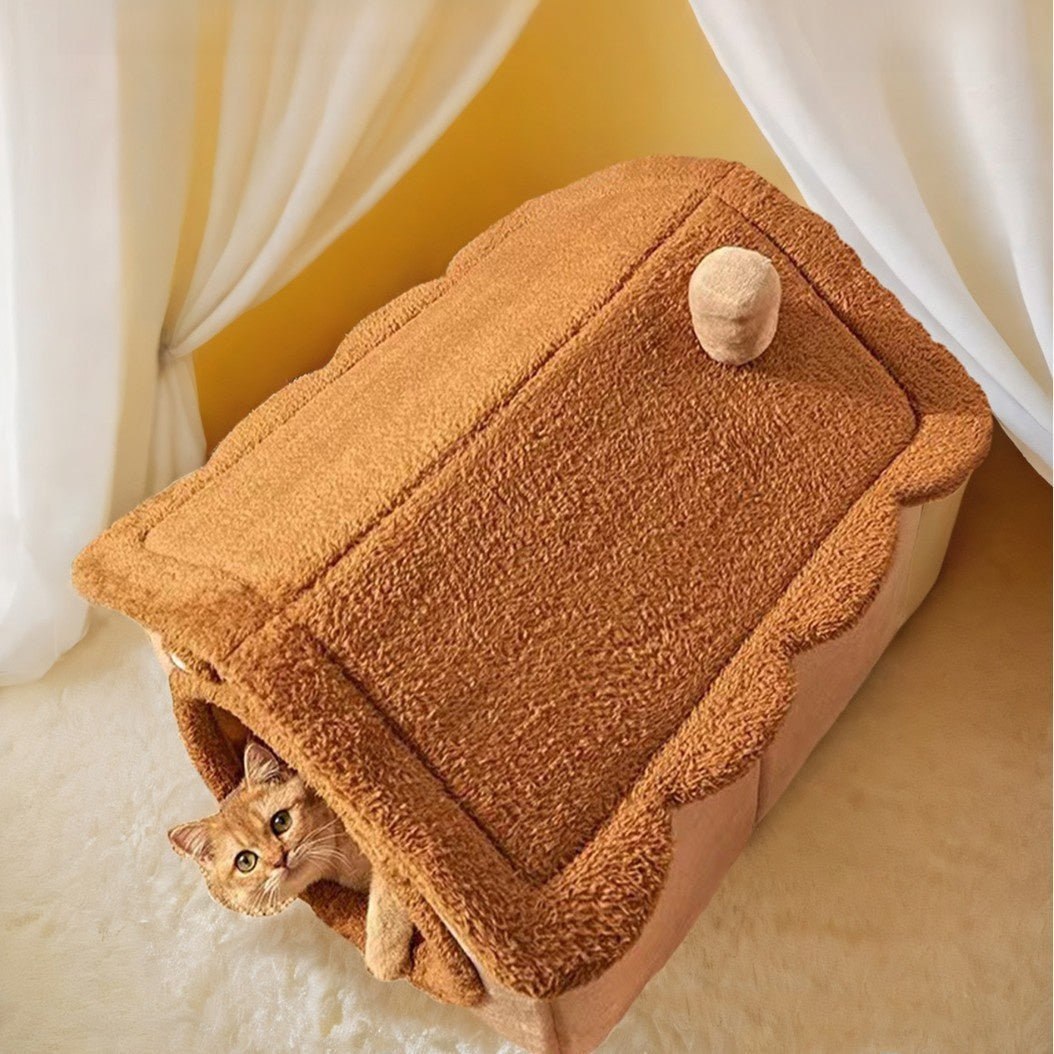 Bear house enclosed cave pet bed for cats, photo 2