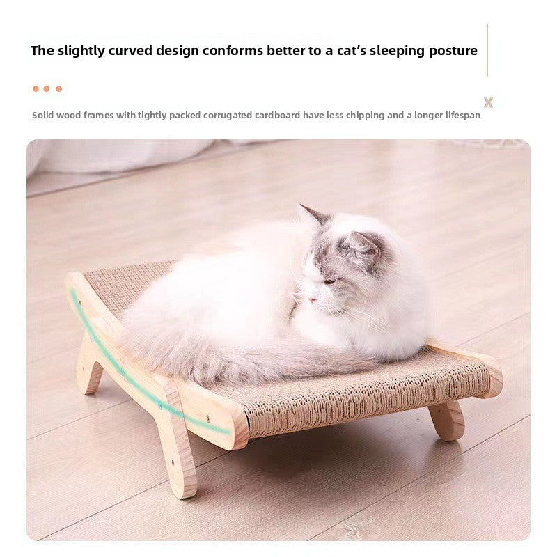 Wooden cat scratcher lounge with corrugated paper surface for cats - view 2